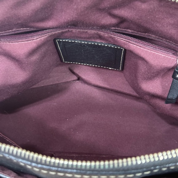 Coach Black Leather Satchel with Contrast Stitching - Picture 6 of 16